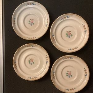 Vintage Set of 4 Peach International Tableworks Heartland Stoneware Saucers